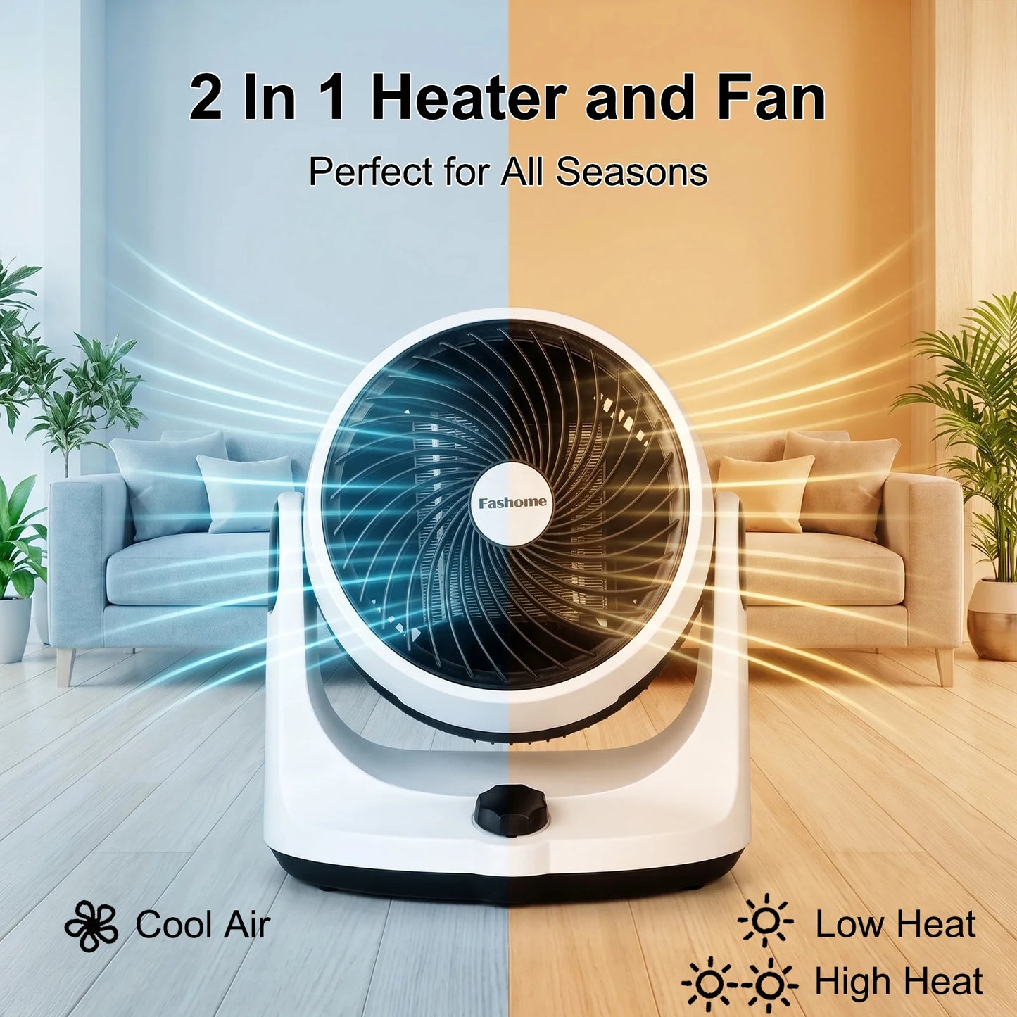 Desktop Air Circulator Fan 2-In-1 Air Cooler And Heating Fan Electric Heater Home Office Cold Warm Freely Alternate Air Fan