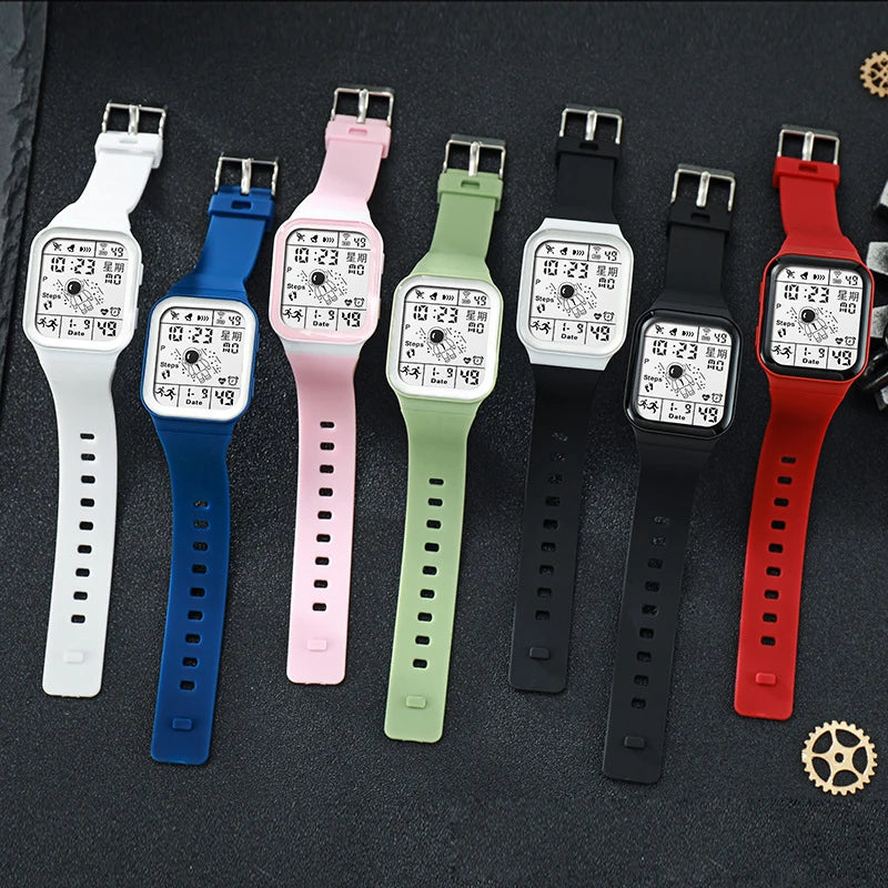 Fashion Digital Watch for Men Women Kids Spaceman Sweaterproof Sport Watches Multifunction Clock Student Electronic Wristwatch