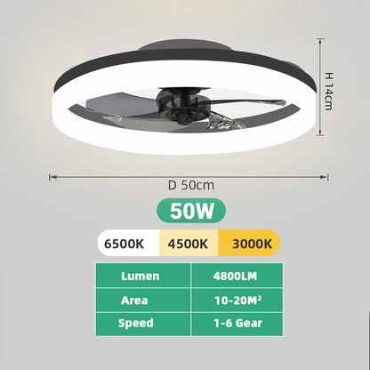 Modern Ceiling Fan (With Lighting) Silent LED Dimmable Ceiling Fan (With Remote Control) for Bedroom Study Dining Room,