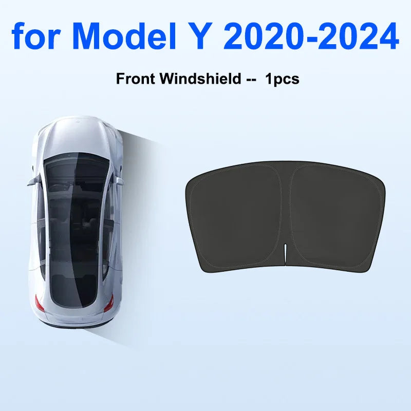 Sun Shade for Tesla Model Y Juniper 2025-2020 Car Windshield Sunshade Cover Front Side Window Privacy Blind Shading for Camping