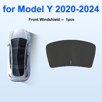 Sun Shade for Tesla Model Y Juniper 2025-2020 Car Windshield Sunshade Cover Front Side Window Privacy Blind Shading for Camping