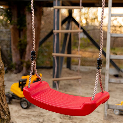 Adjustable Adult Swing Chair for Garden & Patio | No Tools Needed Installation, Soft Rope & Plastic Design | Red Outdoor Hanging