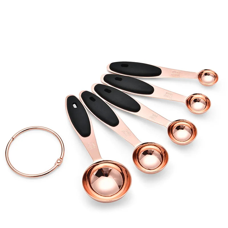 5/10pcs Kitchen Stainless Steel Silicone Measuring Cups Spoons Set for Accurate Baking and Cooking Grain Dessert Coffee Spoons