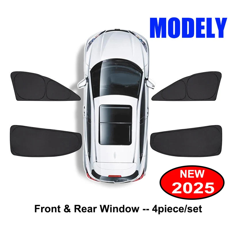 Sun Shade for Tesla Model Y Juniper 2025-2020 Car Windshield Sunshade Cover Front Side Window Privacy Blind Shading for Camping