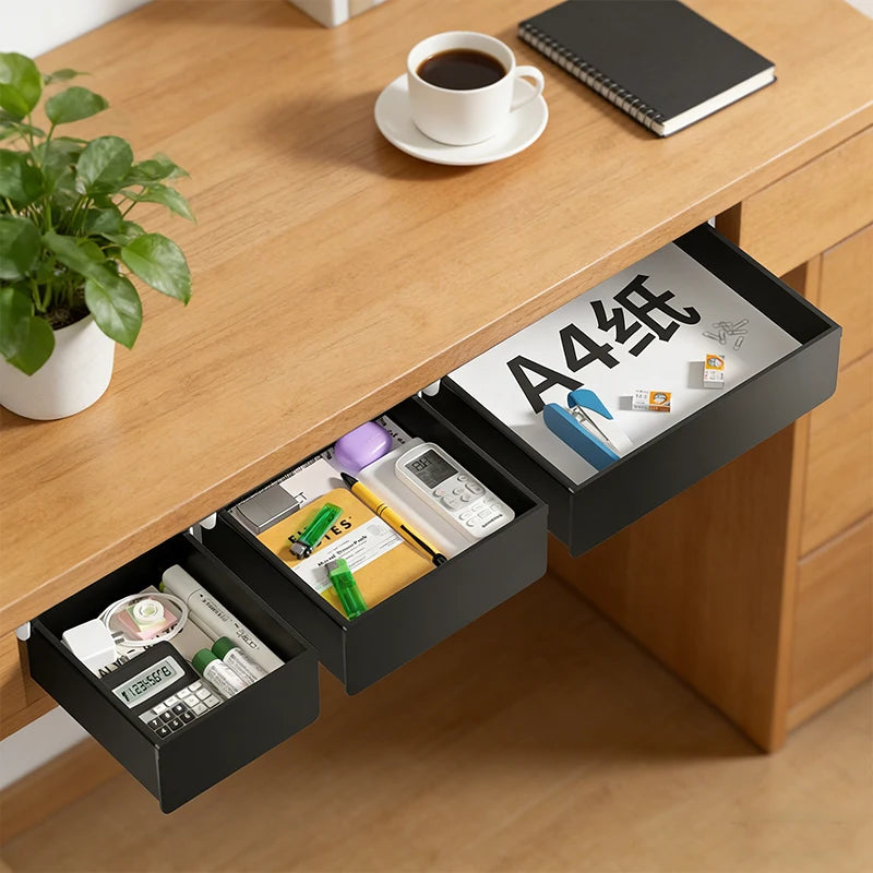 Universal No-Drill Under-Desk Drawer | Adhesive, Hidden Storage Organizer for Office or Home with Large Capacity