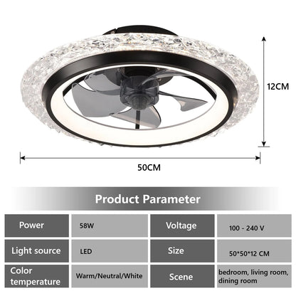 Modern Ceiling Fan (With Lighting) Silent LED Dimmable Ceiling Fan (With Remote Control) for Bedroom Study Dining Room,