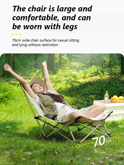 Outdoor Portable Folding Chair Camping Outing Lightweight Adjustable Recliner Fishing Leisure Chair Lunch Break Back Moon Chair