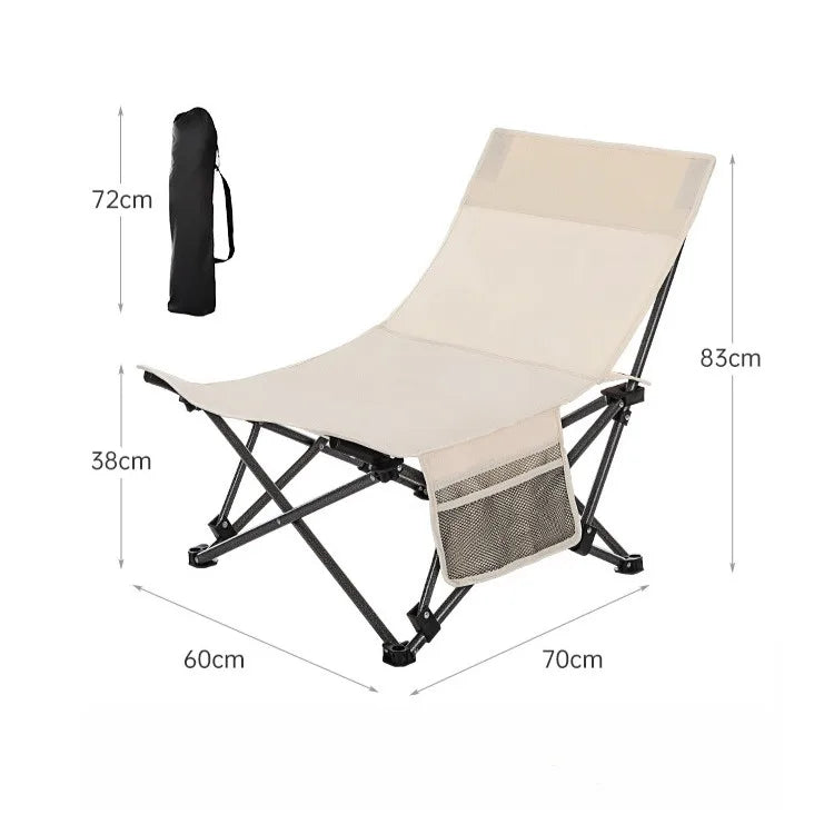 Outdoor Portable Folding Chair Camping Outing Lightweight Adjustable Recliner Fishing Leisure Chair Lunch Break Back Moon Chair