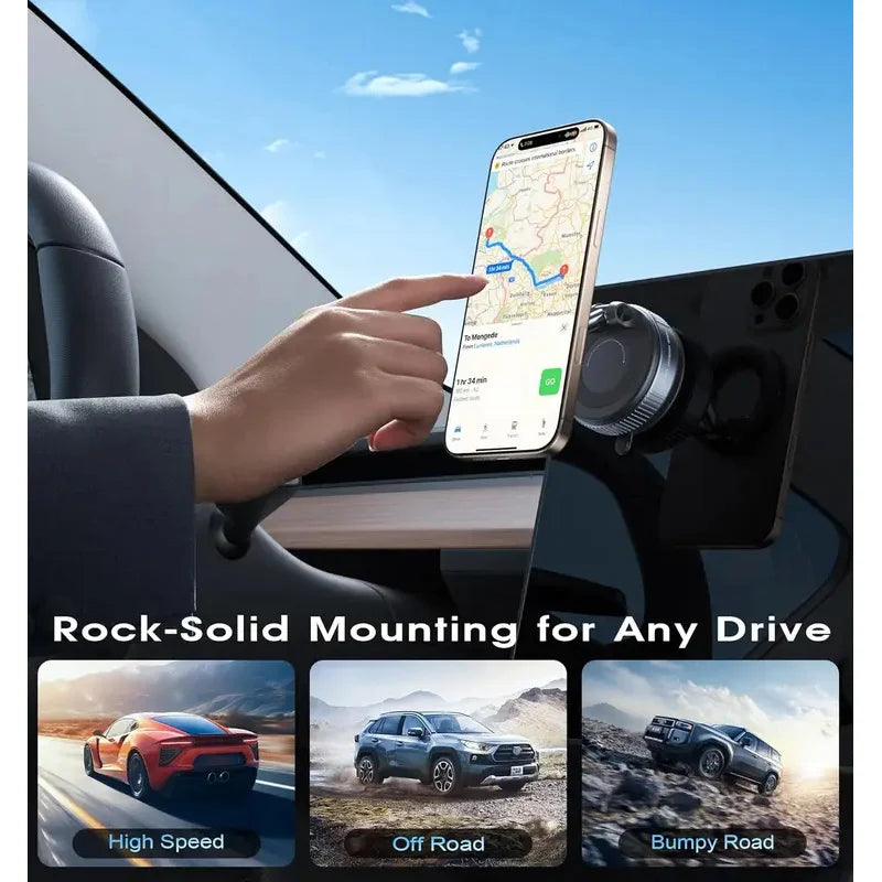 Folding Strong Magnet Magnetic Phone Holder 360° Rotation Desk Car Vacuum Suction Windshield Dashboard Mobile Holder