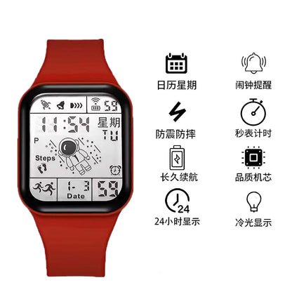 Fashion Digital Watch for Men Women Kids Spaceman Sweaterproof Sport Watches Multifunction Clock Student Electronic Wristwatch