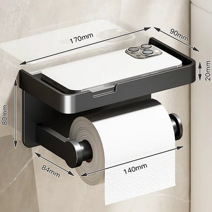 Aluminum alloy Toilet paper holder Toilet Paper Holder Wall-Mounted WC Paper Phone Holder Shelf Towel Roll shelf Accessories