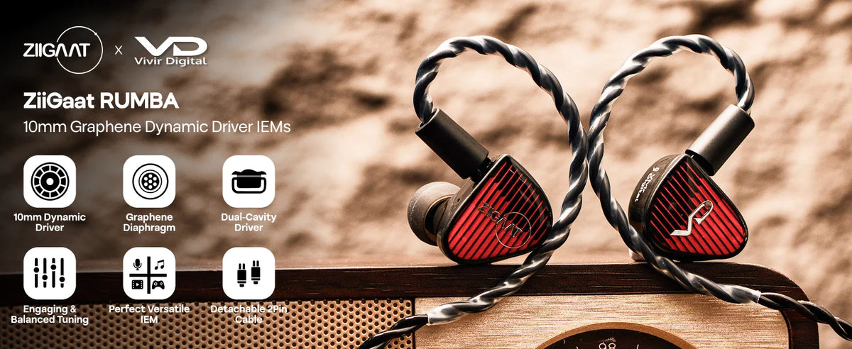 Pre-order Linsoul ZiiGaat x Vivir Digital: RUMBA 10mm Graphene Dynamic Driver In-Ear Monitor with Balanced Tonal Signature