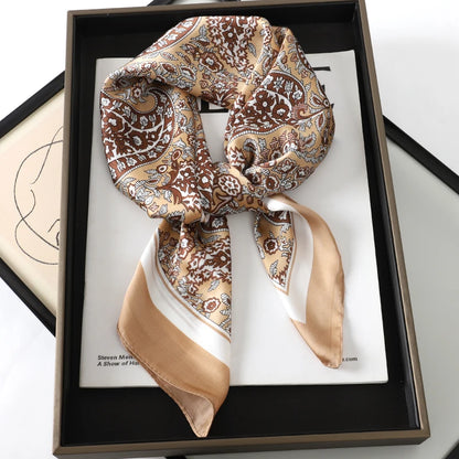 60Colors Luxury Scarf Women 70*70Cm Silk Feel Square Hair Wrapping Foulard Satin Shawl Big Size Head Bandana Hijab Handkerchief