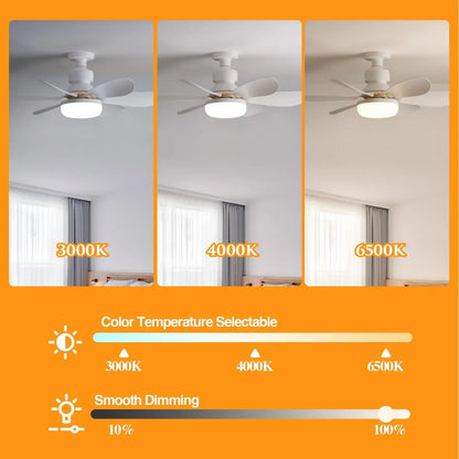 LED 40W ceiling fan light E27 with remote control for dimming, suitable for living room, study, household use, 85-265V