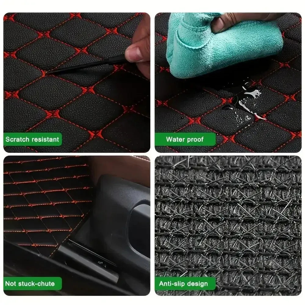 Universal 5Pcs Car Floor Mats PU Leather Waterproof Dust-Proof Auto Foot Pad Protector Pads Fashion Fits Sedans/SUVs/Trucks
