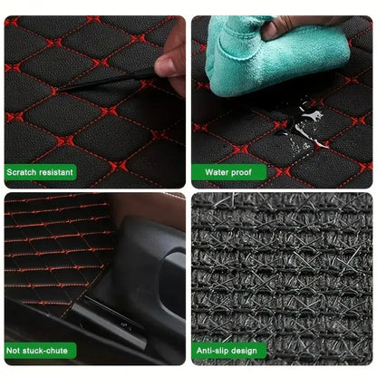 Universal 5Pcs Car Floor Mats PU Leather Waterproof Dust-Proof Auto Foot Pad Protector Pads Fashion Fits Sedans/SUVs/Trucks