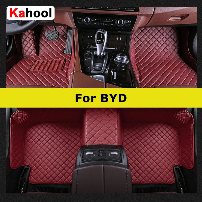KAHOOL Custom Car Floor Mats For BYD Atto 3 Dolphin Seal F0 F3 F6 E6 G3 G6 S6 Song Qin Auto Carpets Foot Coche Accessorie