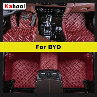 KAHOOL Custom Car Floor Mats For BYD Atto 3 Dolphin Seal F0 F3 F6 E6 G3 G6 S6 Song Qin Auto Carpets Foot Coche Accessorie