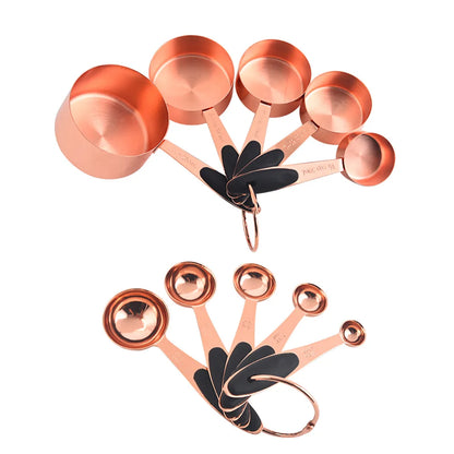 5/10pcs Kitchen Stainless Steel Silicone Measuring Cups Spoons Set for Accurate Baking and Cooking Grain Dessert Coffee Spoons
