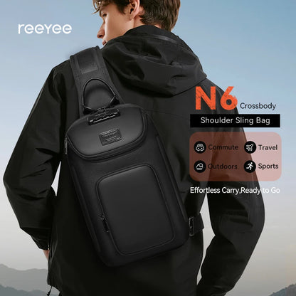 ReeYee N6 6L Sling Chest Bag, Combination Lock Security Crossbody Pack, Unique Design with Smart Organization Compartments