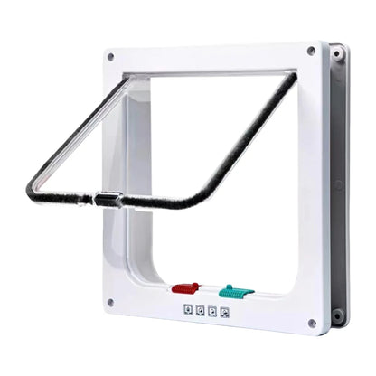 Cat Flap Door with 4 Way Security Lock Puppy Kitten Safety Pet Door ABS Plastic Small Pet Gate Pet Door and Sliding Door