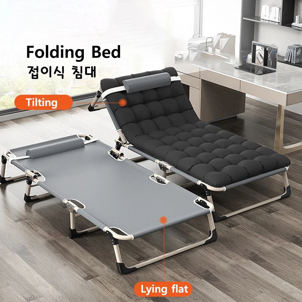 Household Portable Folding Bed Outdoor Travel Camping Bed Single Single Person Lunch Break Bed Multifunctional Reclining Chair