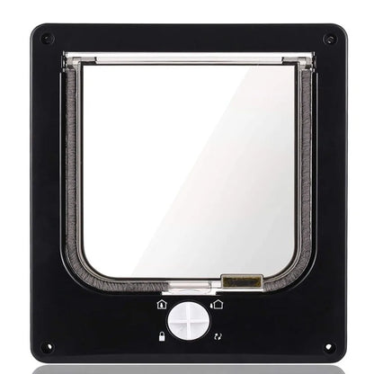 4 Ways Locking Cat Flap Door with Security Lock ABS Easy Installation Self-Closing Pet Door Turn Knob Weatherproof Dog Flap Door