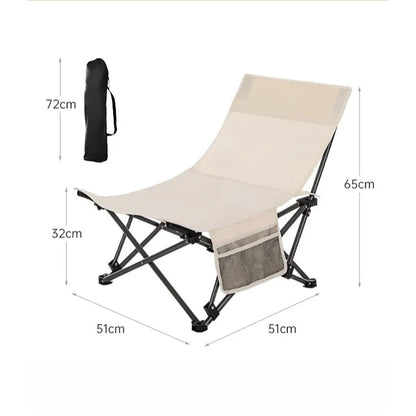 Outdoor Portable Folding Chair Camping Outing Lightweight Adjustable Recliner Fishing Leisure Chair Lunch Break Back Moon Chair