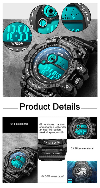 New Men LED Digital Watches Luminous Fashion Sport Waterproof Watches For Man Date Army Military Clock Relogio Masculino