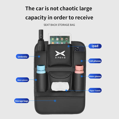 For XPeng P7 G6 G7 Car Seat Organizer Back Multi-pocket Storage Bag Rear Anti-wear Backrest Protection Anti-kick Pad Accessories