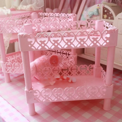 Pink 2 Tier 3 Tier Storage Shelf Handmade DIY Home Bedroom Study Room Desktop Storage Anime Figures Place Plastic Storage Shelf