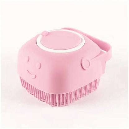 Pet Bath Brush 2-in-1 Silicone Dog Cat Grooming Brush with Shampoo Dispenser, Massage Tool for Puppy Kitten Bathing