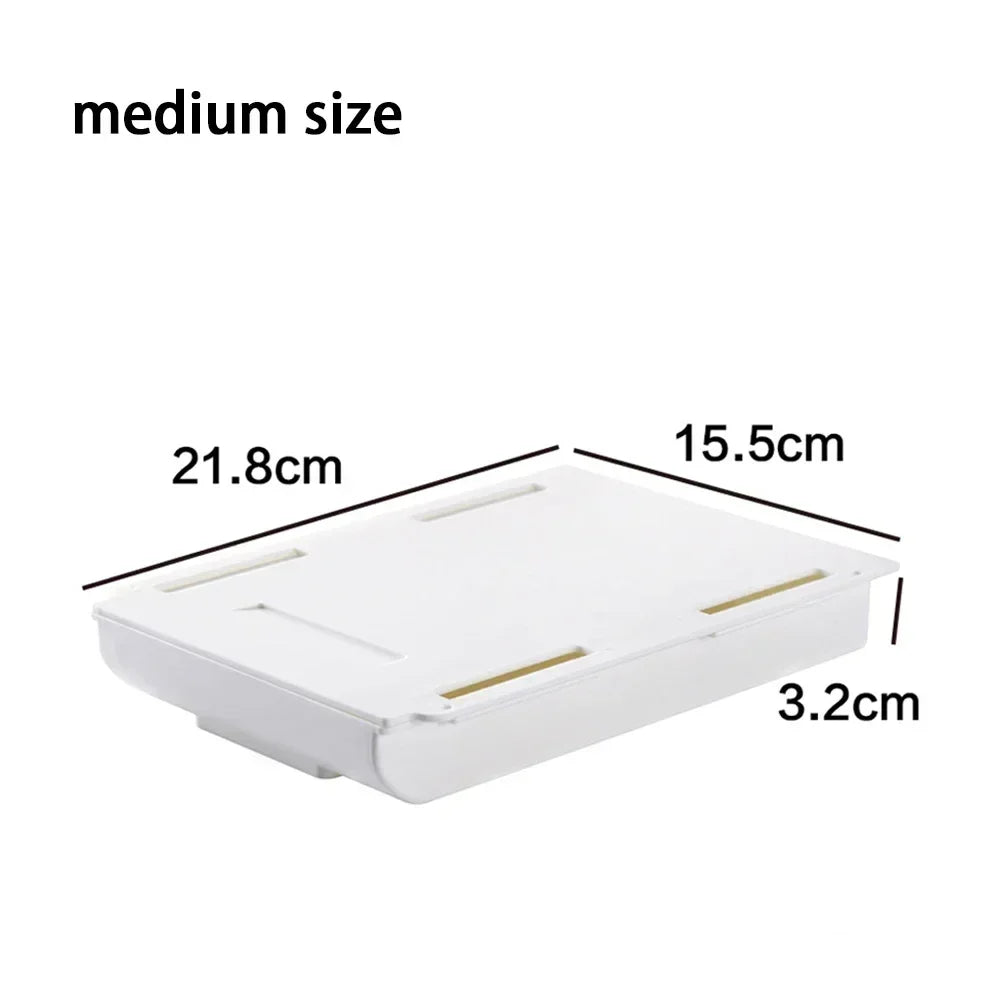 Adhesive Under Desk Drawer Organizer Hidden Table Storage Box Slide Out Tray Simple Sundries Cosmetics Stationery Organizer