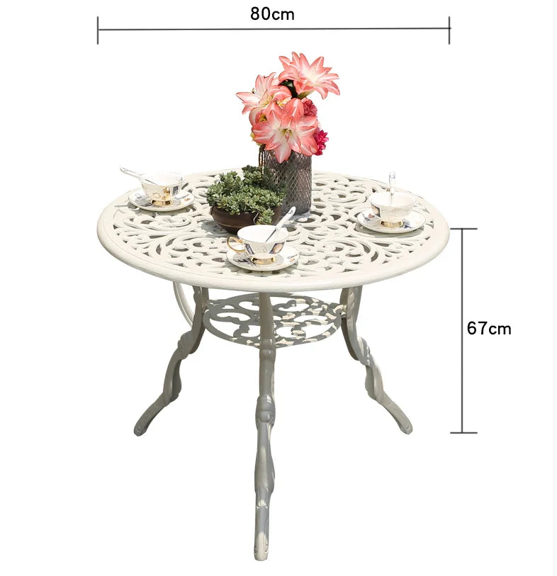 Outdoor Cast Aluminum Tables And Chairs Courtyard Garden Hotel Urniture Terrace Combination leisure Metal Round Patio Table
