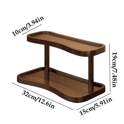 2-layer Desktop Shelf For Makeup 2-Tier Mug Holders Tabletop Tea Set Holder Wooden Perfume Display Organizer Storage Rack