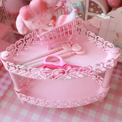 Pink 2 Tier 3 Tier Storage Shelf Handmade DIY Home Bedroom Study Room Desktop Storage Anime Figures Place Plastic Storage Shelf