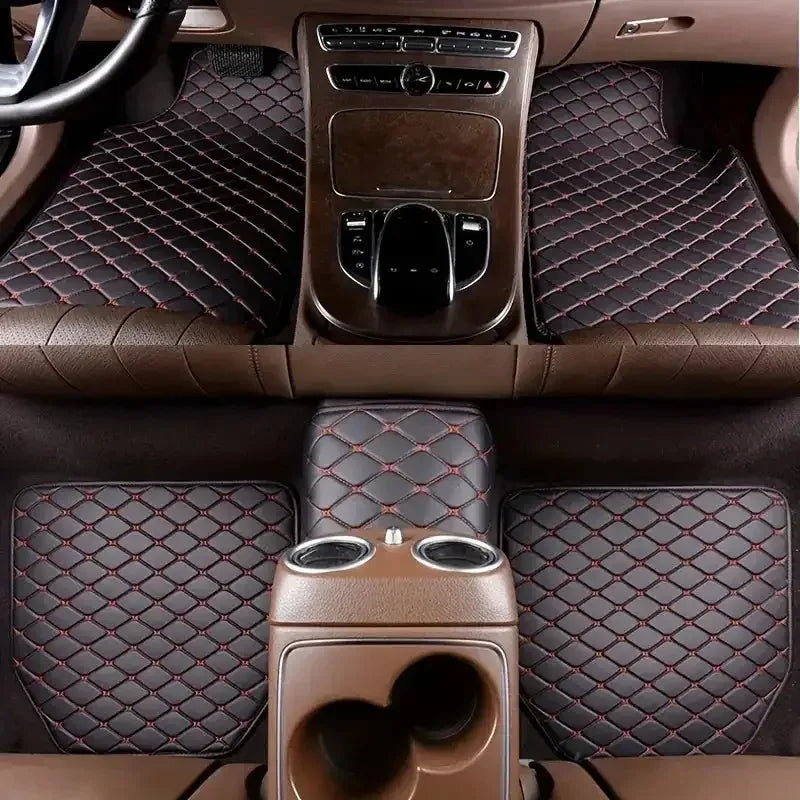 Universal 5Pcs Car Floor Mats PU Leather Waterproof Dust-Proof Auto Foot Pad Protector Pads Fashion Fits Sedans/SUVs/Trucks