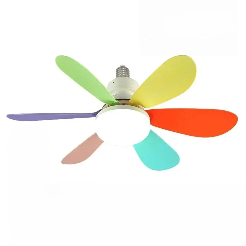 Cordless Light Socket Fan for Kitchen Bedroom Small Room LED Socket Fan Light with Remote Small Ceiling Fan with Light