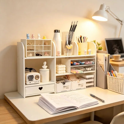 3 Tier Double Layer PP Desktop Organizer Stationery Storage Box Office School Study Desk Holder