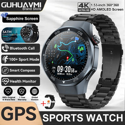2026New Luxury Mens GPS Motion Smart Watch Military Wristwatch Waterproof Compass Altimeter Man Electron Sports Business Watches