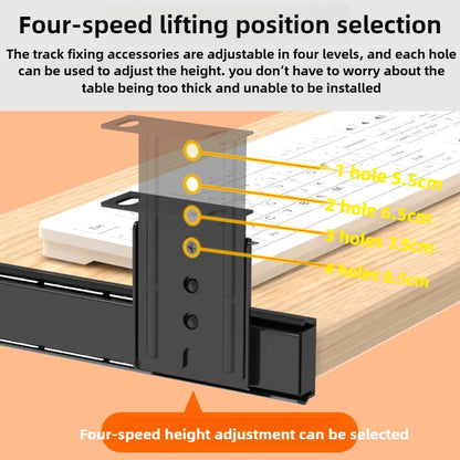 Under Desk Keyboard Tray Slide Rail Drawer with Height Adjustable Table Accessories Retractable Mouse Stand for PC Workstation