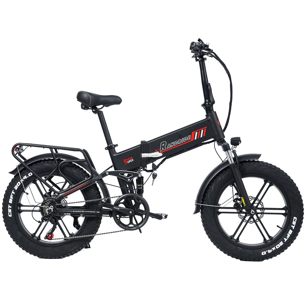 RANDRIDE YX20M Foldable Electric Bike 1000W 48V 17Ah Battery 20 Inch Full Suspension 7-Speed Urban Electric Bicycle For Adults