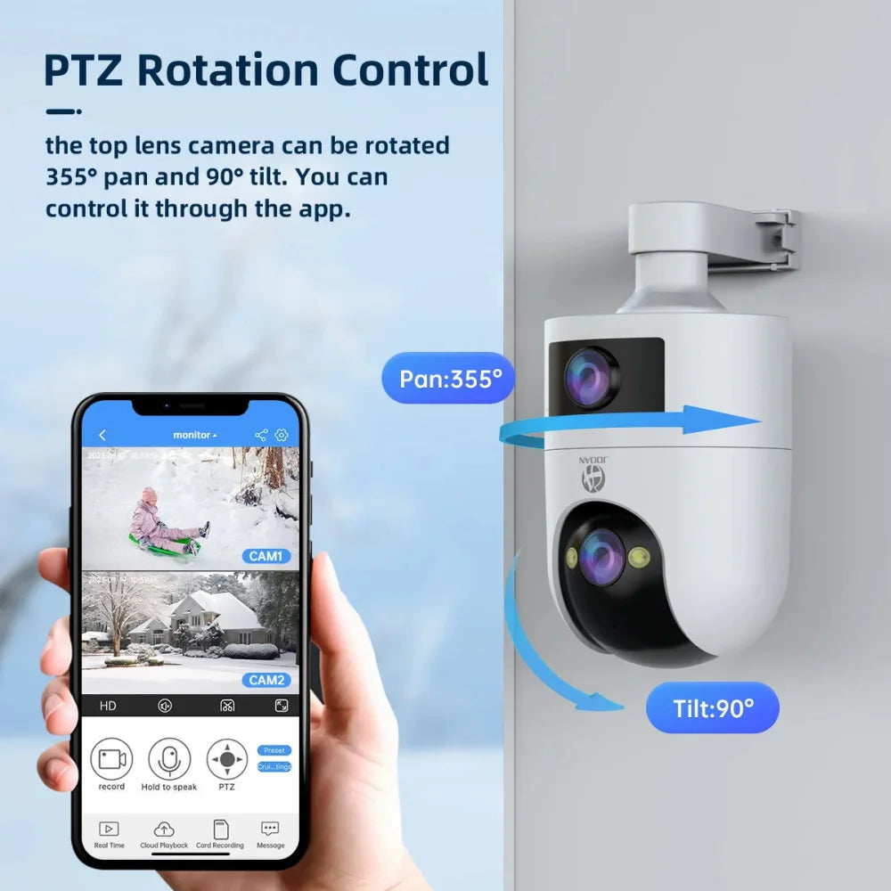 CAM720 8MP WiFi IP Camera Dual Lens Outdoor Surveillance Camera Auto Tracking Baby Monitor Night Vision 5X Zoom Indoor Cameras