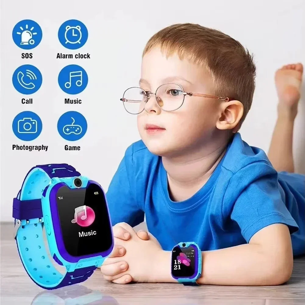 Lenovo 2027 New 5G Kids Smart Watch GPS Location Sim Card Call SOS Camera Waterproof Child Watch for Boys Girls Present Gift