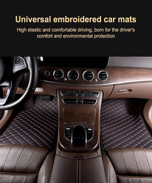 Universal 5Pcs Car Floor Mats PU Leather Waterproof Dust-Proof Auto Foot Pad Protector Pads Fashion Fits Sedans/SUVs/Trucks