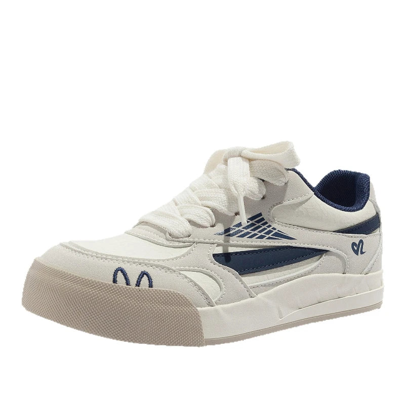 Vintage White Platform Skate Sneakers For Women 2026 Spring New Soft Sole Height Increasing Fashion Versatile Casual Daily Walki