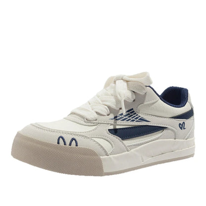 Vintage White Platform Skate Sneakers For Women 2026 Spring New Soft Sole Height Increasing Fashion Versatile Casual Daily Walki