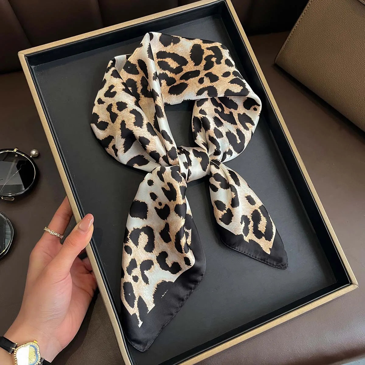 60Colors Luxury Scarf Women 70*70Cm Silk Feel Square Hair Wrapping Foulard Satin Shawl Big Size Head Bandana Hijab Handkerchief