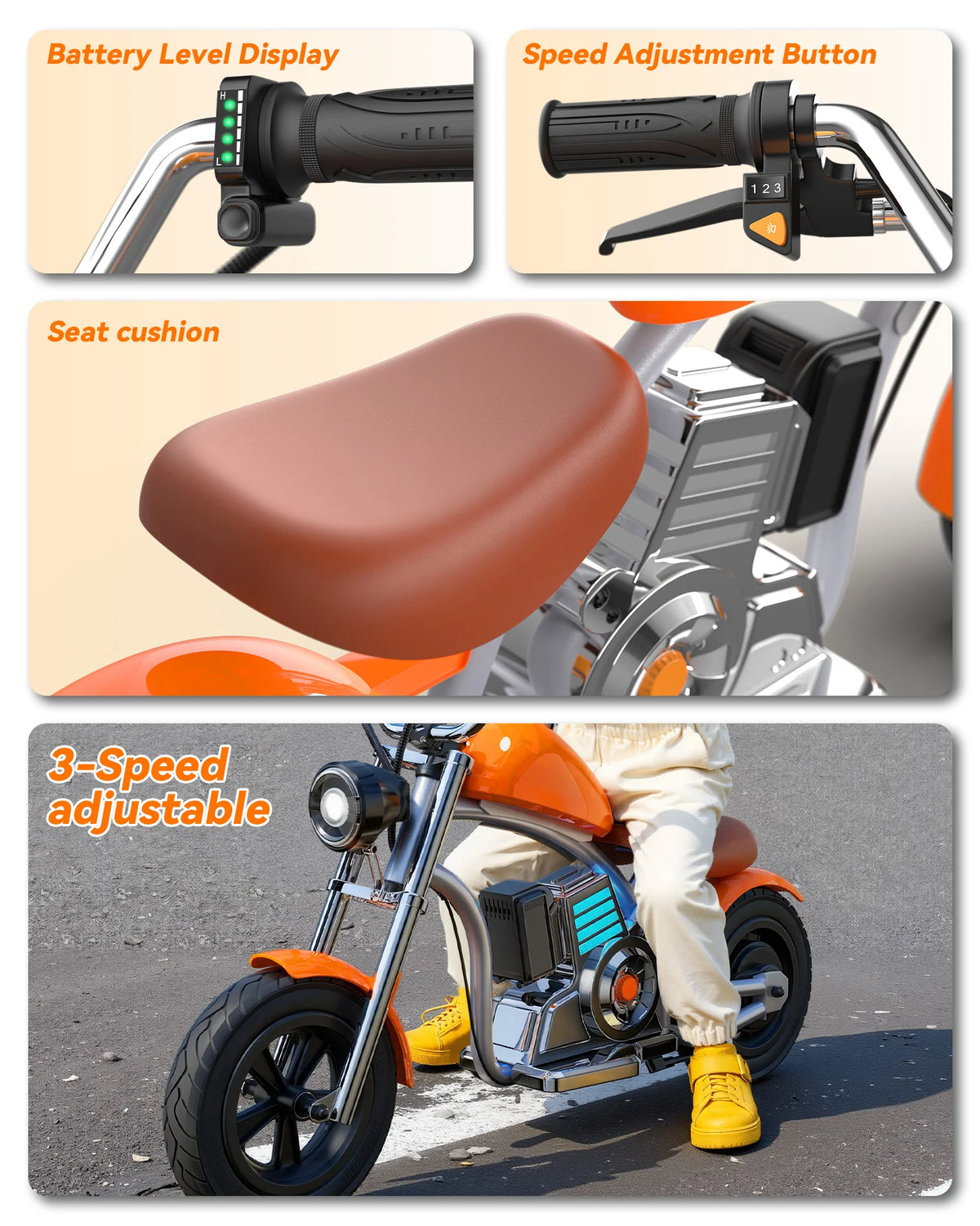 AOVOPRO Electric Bicycle Maximum Speed 10.5Ah, children's Electric Bicycle Range 9-10 Miles, 12 inch Inflatable Tires