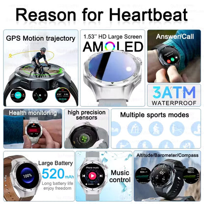 2026New Luxury Mens GPS Motion Smart Watch Military Wristwatch Waterproof Compass Altimeter Man Electron Sports Business Watches